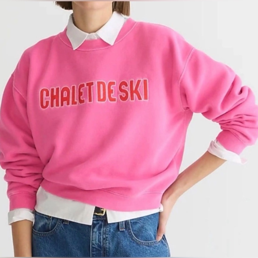 J. Crew Heritage Fleece Chalet De Ski Sweatshirt (Sz‎ L) Regal Rose